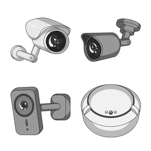 Ilustração vetorial de cctv e símbolo de câmera. Conjunto de cctv e ícone do vetor do sistema para estoque . — Vetor de Stock