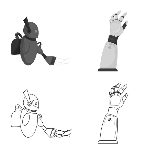 Oggetto isolato di robot e simbolo di fabbrica. Set di icone vettoriali robot e spaziali per magazzino . — Vettoriale Stock