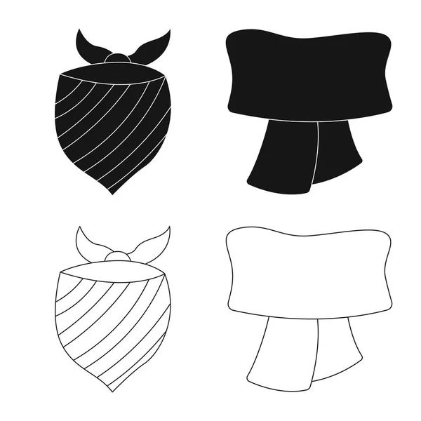 Ilustración vectorial de bufanda y símbolo de chal. Conjunto de bufanda y accesorio símbolo de stock para web . — Archivo Imágenes Vectoriales