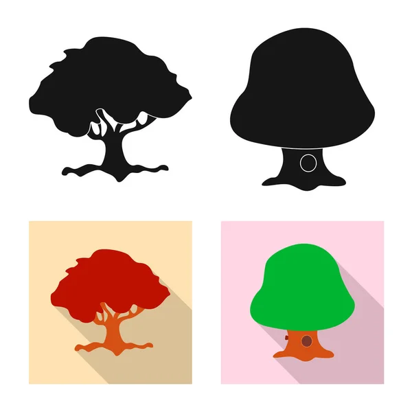 Projeto vetorial de árvore e sinal de natureza. Conjunto de árvore e coroa vetor ícone para estoque . — Vetor de Stock