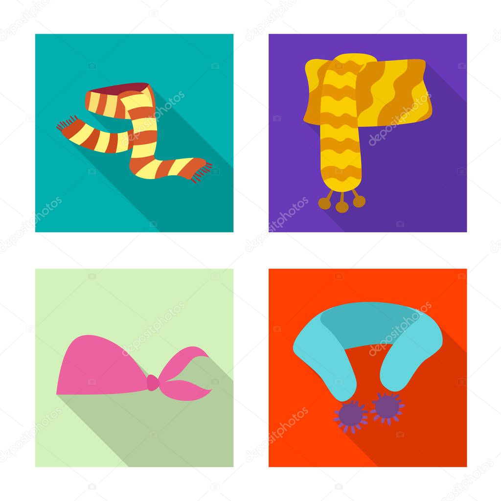 Vector illustration of scarf and shawl logo. Collection of scarf and accessory stock symbol for web.