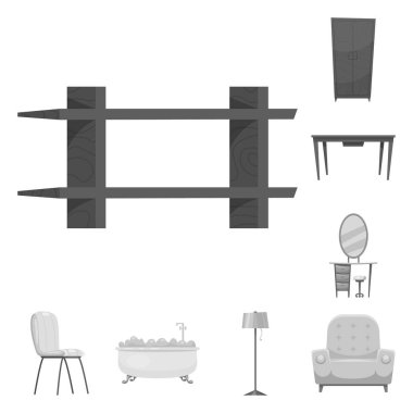 Mobilya ve daire simge vektör Illustration. Mobilya ve ev hisse senedi simgesi için web topluluğu.