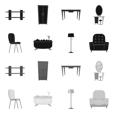 İzole işareti mobilya ve daire nesne. Mobilya ve ev hisse senedi vektör çizim.