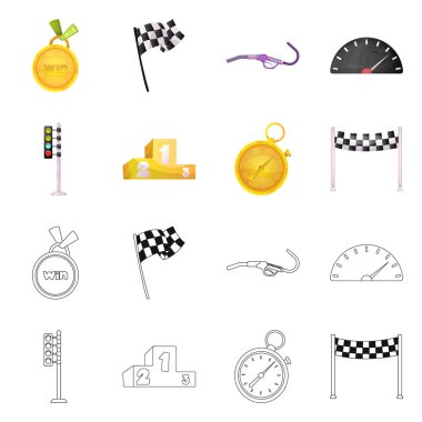 Bir araba ve ralli işaret tasarım vektör. Araba ve yarış hisse senedi vektör çizim seti.