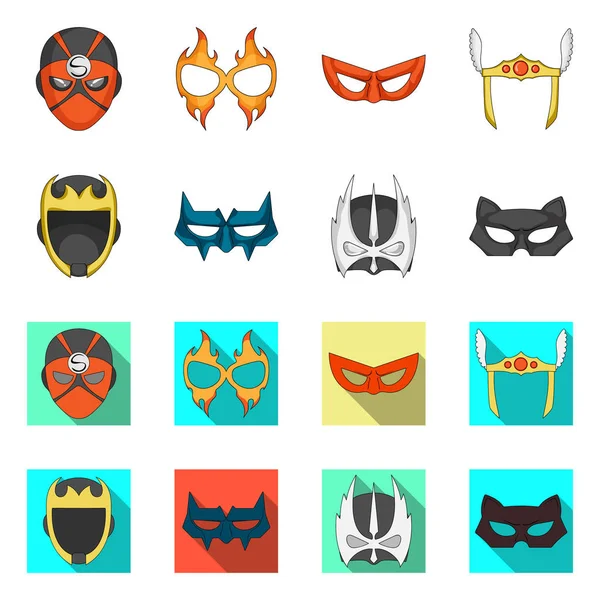 Vektor design av hjälte och mask symbol. Samling av hjälte och superhjälte vektor ikon för lager. — Stock vektor