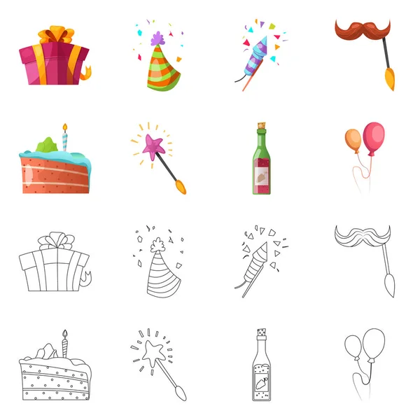 Illustration vectorielle de fête et signe d'anniversaire. Collection de fête et célébration stock symbole pour le web . — Image vectorielle