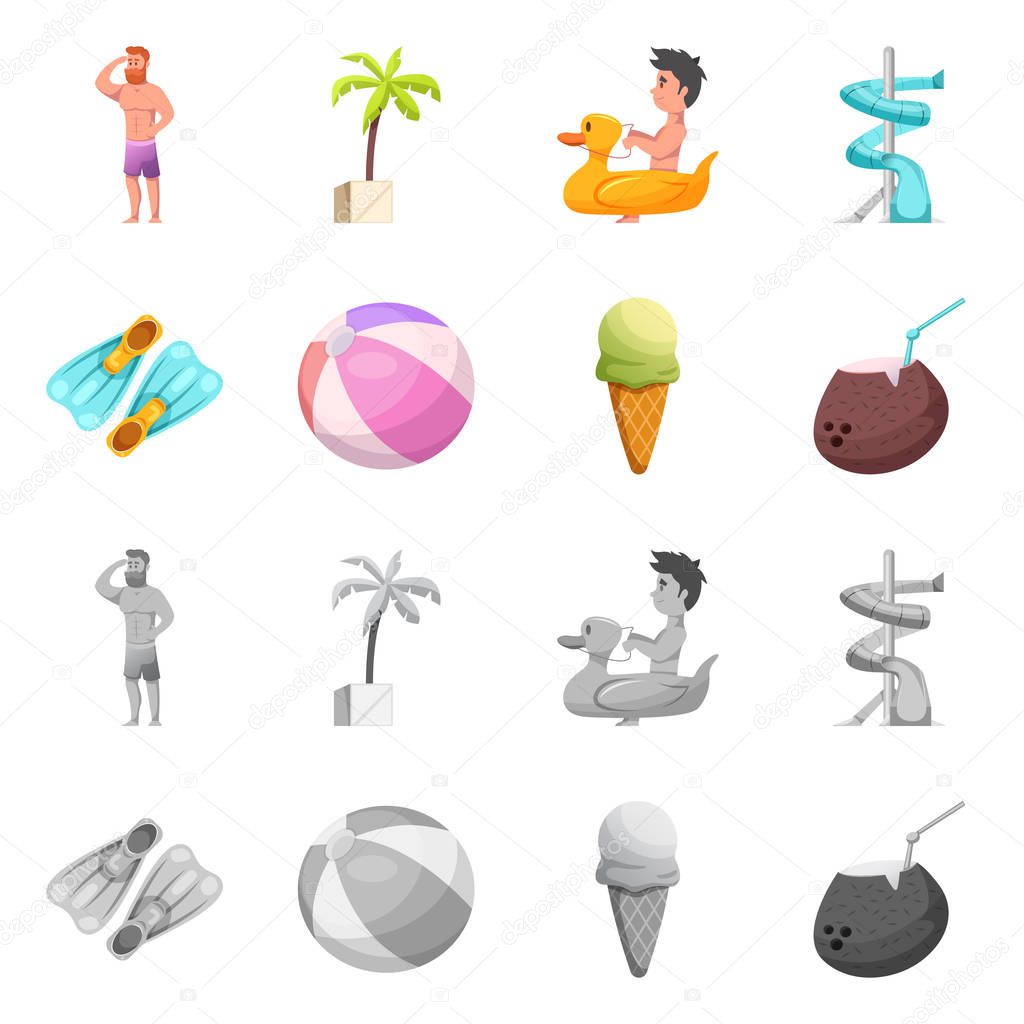 Vector design of pool and swimming symbol. Collection of pool and activity stock vector illustration.