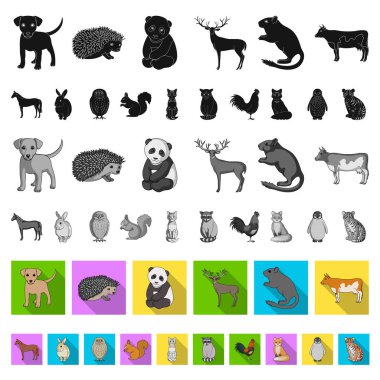 Gerçekçi hayvanları kutsal kişilerin resmi içinde set koleksiyonu tasarım için düz. Yerli ve vahşi hayvanlar sembol stok web illüstrasyon vektör.