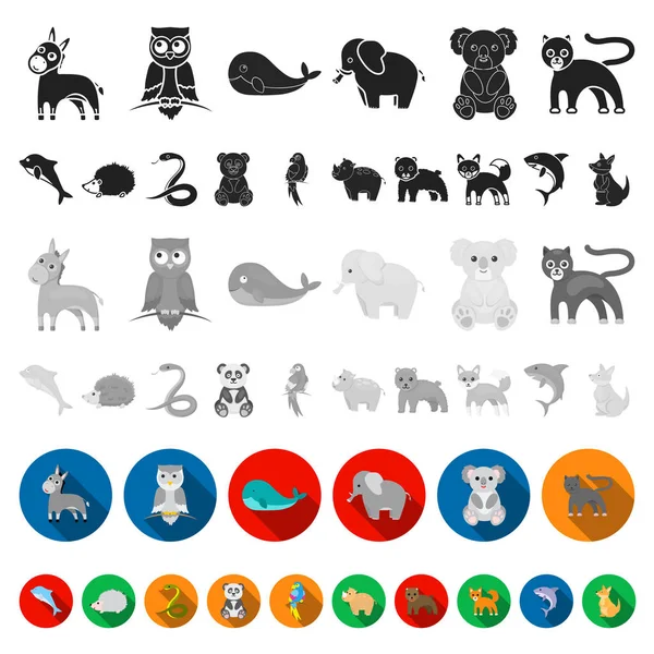 Ein unrealistisches Tier flache Ikonen in Set-Kollektion für Design. Spielzeug Tiere Vektor Symbol Stock Web Illustration. — Stockvektor