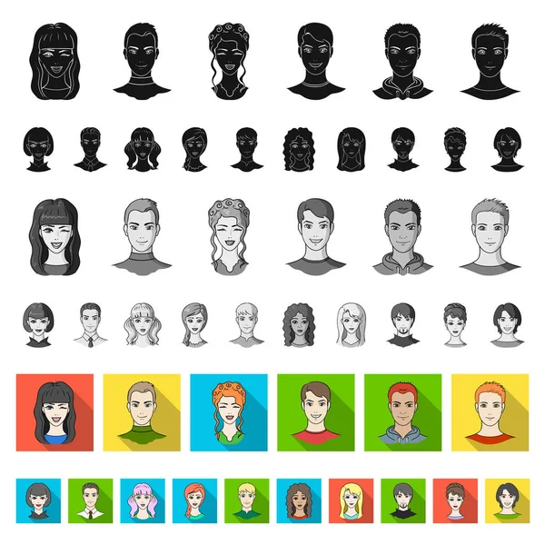 Avatar Face Ícones Planos Coleção Conjuntos Para Design Uma Aparência —  Vetores de Stock