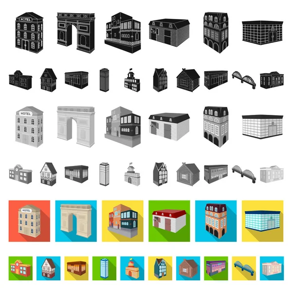 Edifício e arquitetura ícones planos em coleção de conjuntos para design.O edifício e habitação vetor isométrico símbolo estoque web ilustração . — Vetor de Stock