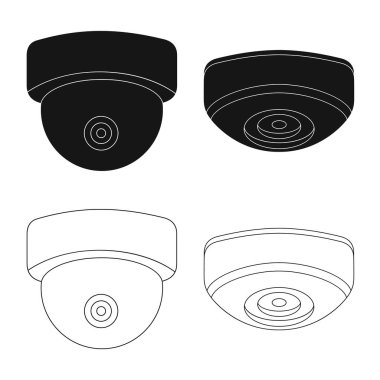 Cctv ve kamera işareti vektör tasarımı. Hisse senedi için cctv ve sistem vektör simge topluluğu.