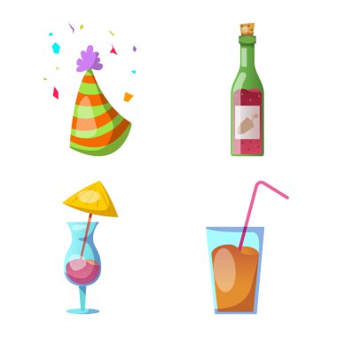 Parti ve Doğum günü logo vektör tasarımı. Parti ve kutlama hisse senedi vektör çizim topluluğu.