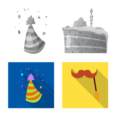 Parti ve Doğum günü simge vektör Illustration. Hisse senedi için kutlama ve parti vektör simge kümesi.
