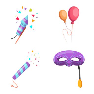 Parti ve Doğum günü logo vektör tasarımı. Parti ve kutlama hisse senedi vektör çizim topluluğu.