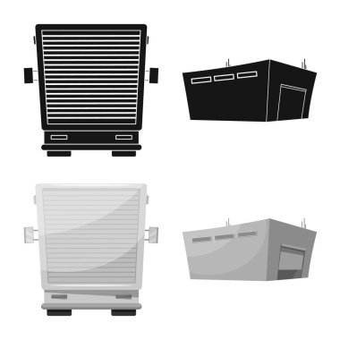 Yalıtılmış nesne mal ve kargo simgesi. Ürünler ve hisse senedi için ambar vektör simge kümesi.