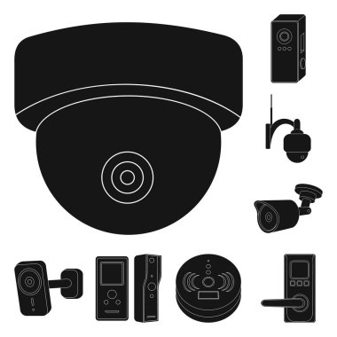 Cctv kamera simgesi yalıtılmış nesne. Cctv ve sistem stok vektör çizim seti.