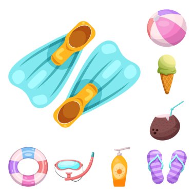 Havuzu ve yüzme logo vektör Illustration. Web için havuz ve etkinlik hisse senedi simgesi kümesi.