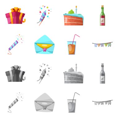 Parti ve Doğum günü sembolü yalıtılmış nesne. Hisse senedi için kutlama ve parti vektör simge topluluğu.