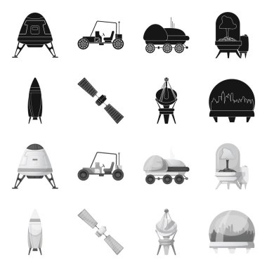 Mars ve uzay simge vektör Illustration. Mars ve dünya hisse senedi vektör çizim koleksiyonu.