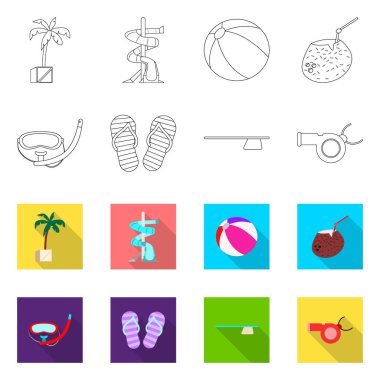 Havuzu ve yüzme logo vektör Illustration. Hisse senedi için havuz ve etkinlik vektör simge kümesi.