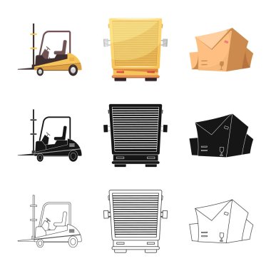 Mal ve kargo logo vektör Illustration. Ürünler ve web için ambar hisse senedi simgesi.