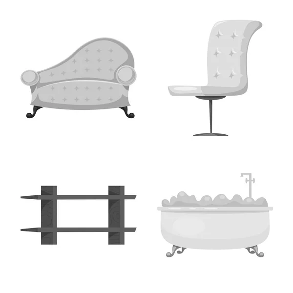 Векторный дизайн мебели и иконки квартиры. Коллекция мебели и иконка домашнего вектора на складе . — стоковый вектор