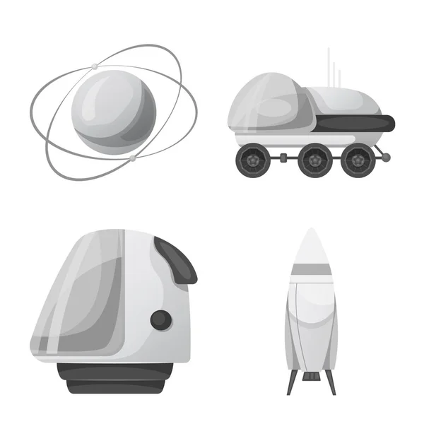 Mars ve uzay logo vektör Illustration. Mars ve gezegen hisse senedi simgesi web için set. — Stok Vektör