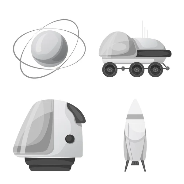 Ilustración vectorial de marte y logo espacial. Conjunto de marte y planeta símbolo de stock para web . — Vector de stock