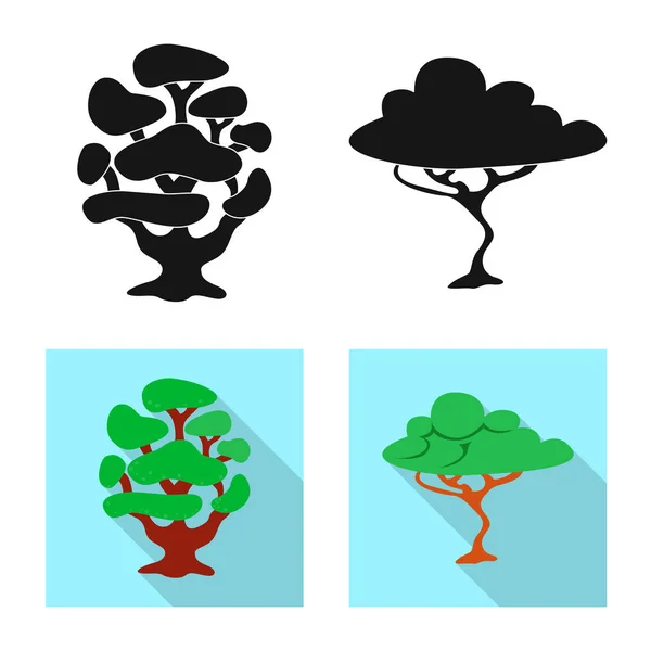 Vector illustration of tree and nature icon. Set of tree and crown stock vector illustration. — Stock Vector