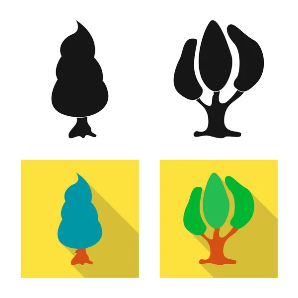 Ilustração vetorial de árvore e ícone da natureza. Coleção de árvore e coroa ilustração vetor estoque . — Vetor de Stock