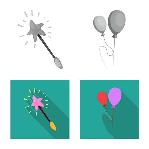 Ilustração vetorial de festa e logotipo de aniversário. Coleção de festa e símbolo de estoque de celebração de web . — Vetor de Stock