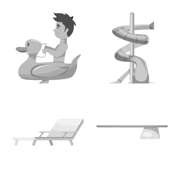 Illustration vectorielle de la piscine et symbole de natation. Collection de la piscine et de l'activité stock symbole pour le web . — Image vectorielle
