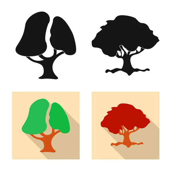 Vektordesign von Baum und Natursymbol. Set von Baum- und Kronenvektorsymbol für Aktien. — Stockvektor