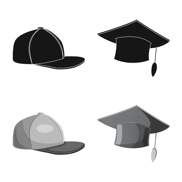 Objeto isolado de capacete e ícone de boné. Conjunto de headgear e ícone de vetor acessório para estoque . — Vetor de Stock