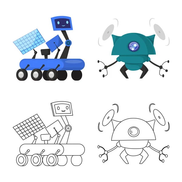 Vektor-Design von Roboter und Fabrik-Logo. Roboter- und Weltraumvektorsymbole für den Vorrat. — Stockvektor
