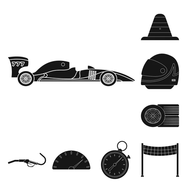 Векторный дизайн автомобиля и логотипа ралли. Набор иконки автомобиля и вектора гонки на складе . — стоковый вектор