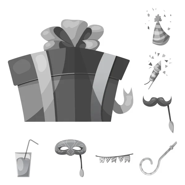 Ilustración vectorial del logotipo de fiesta y cumpleaños. Colección de fiesta y celebración símbolo de stock para la web . — Archivo Imágenes Vectoriales
