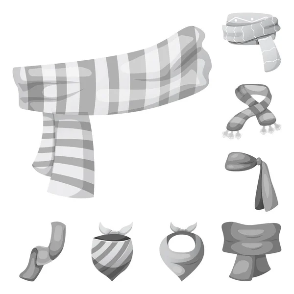 Векторная иллюстрация логотипа шарфа и платка. Набор шарфов и аксессуаров символ запаса для паутины . — стоковый вектор