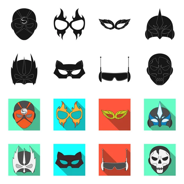 Isolerade objekt av hjälte och mask ikonen. Uppsättning av hjälte och superhjälte vektor ikon för lager. — Stock vektor