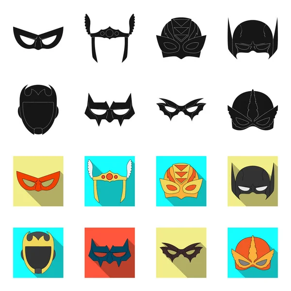Vektorillustration av hjälte och mask ikonen. Uppsättning av hjälte och superhjälte vektor ikon för lager. — Stock vektor