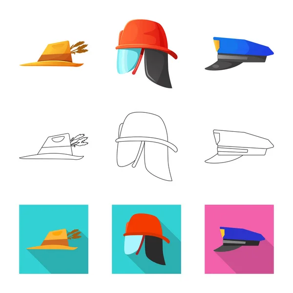 Objeto aislado de casco e icono de la tapa. Conjunto de casco y accesorio icono de vector para stock . — Vector de stock