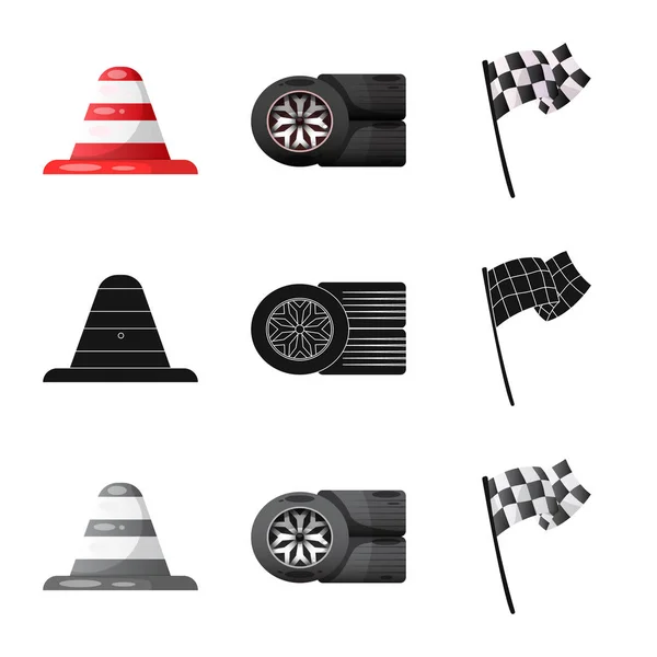 Projeto vetorial do carro e sinal de rali. Coleção de carro e raça estoque vetor ilustração . — Vetor de Stock