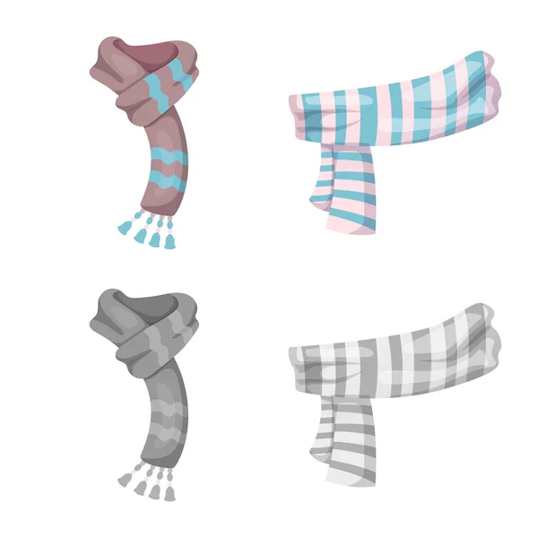 Изолированный объект шарфа и платок знак. Коллекция векторной иконки шарфа и аксессуаров для склада . — стоковый вектор