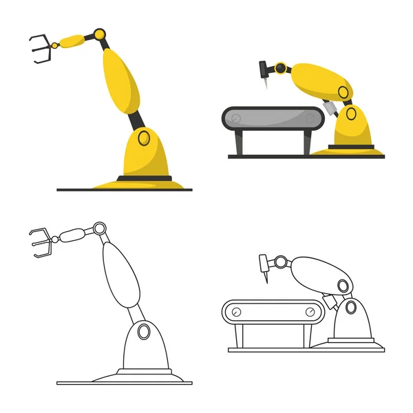 Oggetto isolato di robot e icona di fabbrica. Set di icone vettoriali robot e spaziali per magazzino . — Vettoriale Stock