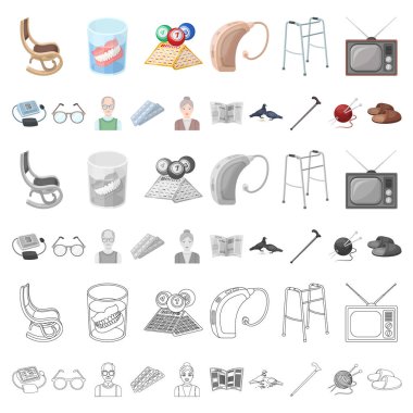 Set koleksiyonu tasarım için insan yaşlılık karikatür simgeler. Emekli, hayat vektör simge stok web resimde nokta.