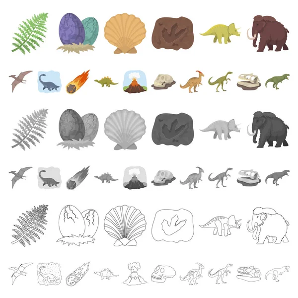 Different dinosaurs cartoon icons in set collection for design. Prehistoric animal vector symbol stock web illustration. — Stock Vector