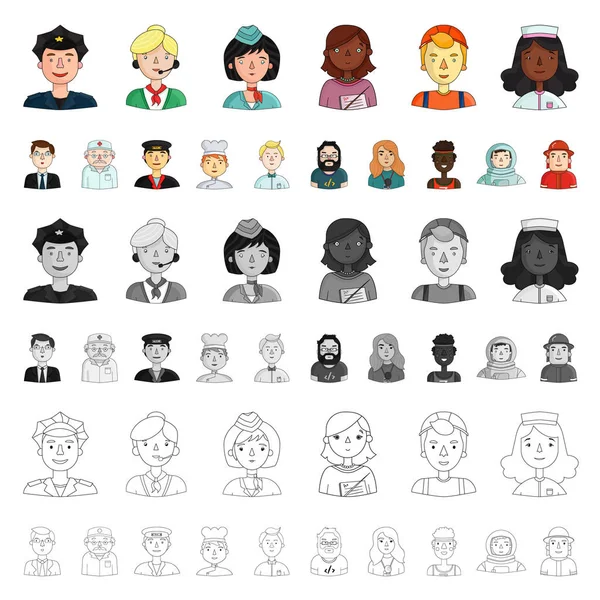 Lidé různých profesí karikatura ikony v nastavení kolekce pro design. Pracovníka a specialista vektorové ilustrace symbolů akcií web. — Stockový vektor