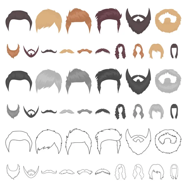 Mustache and beard, hairstyles cartoon icons in set collection for design. Stylish haircut vector symbol stock web illustration. — Stock Vector