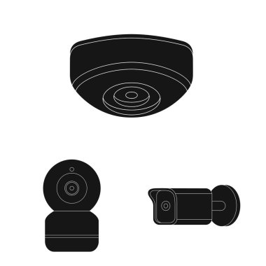 Cctv ve kamera logo vektör tasarımı. Cctv ve sistem stok vektör çizim seti.